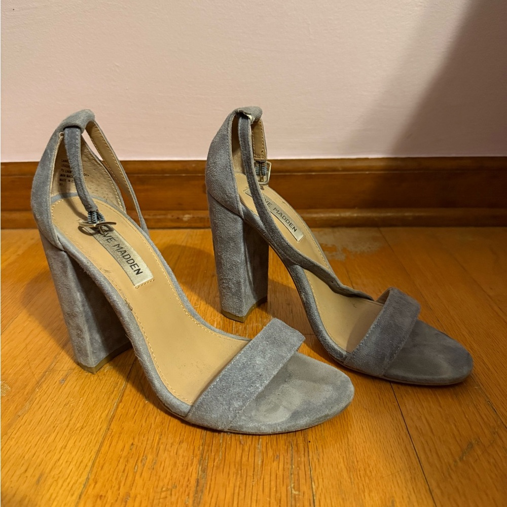 Steve Madden Suede Baby Blue Block Heels